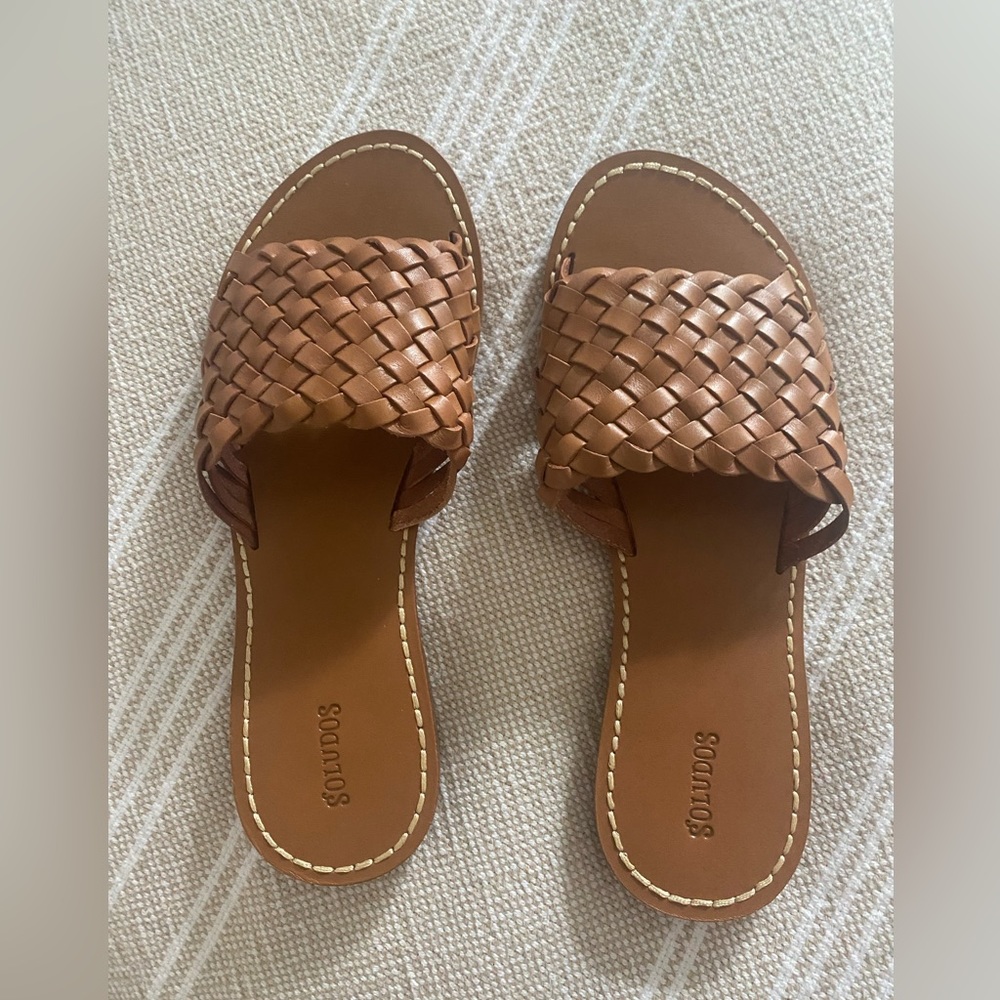 Soludos woven leather slide sandals NEW